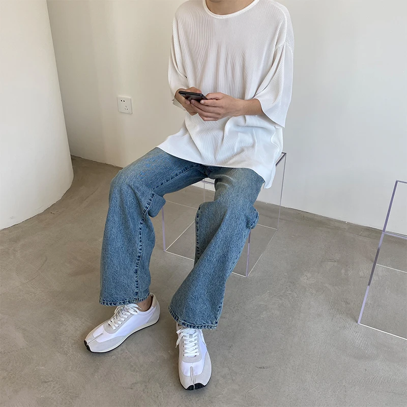 Мужская свободная футболка с коротким рукавом эластичная уличная одежда в