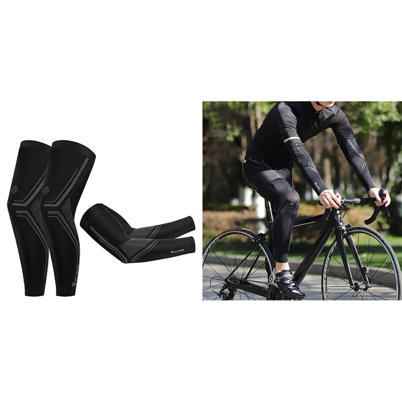 

WEST BIKING гетры черные Защита от ультрафиолетовых лучей Велоспорт муфта для рук из дышащего материала велосипедный гоночный велосипед MTB штан...