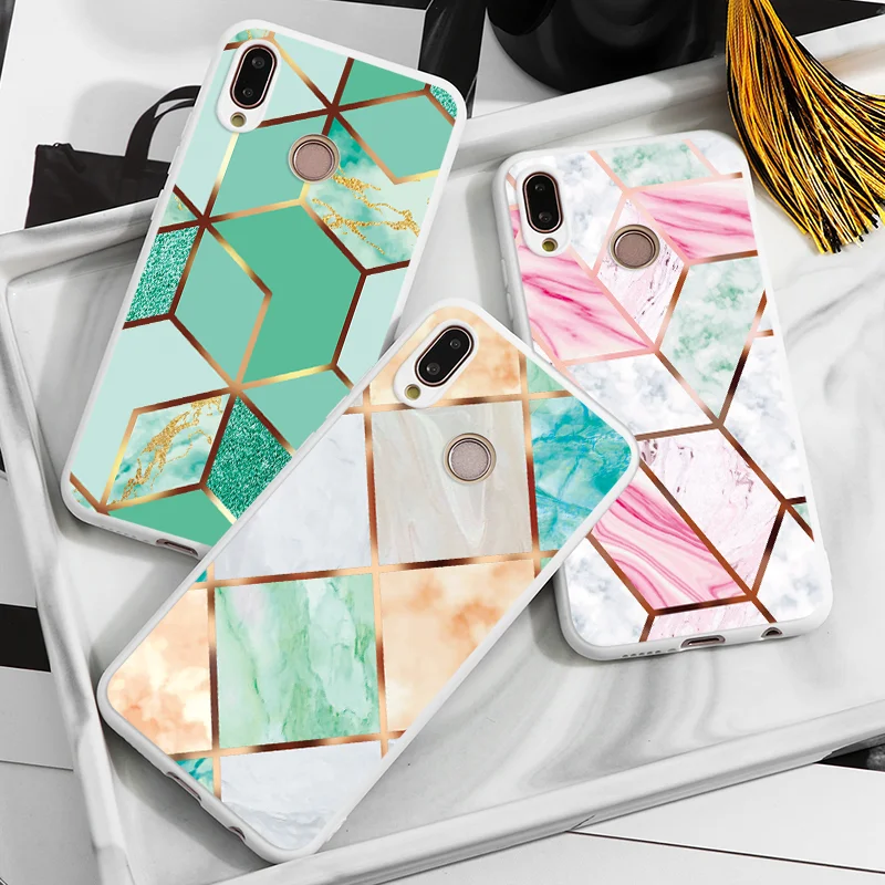 Мраморный чехол для телефона Huawei P40 P30 P20 Pro P10 P9 P8 Lite Mate 10 20 30 P Smart Y6 Y7 2019 из