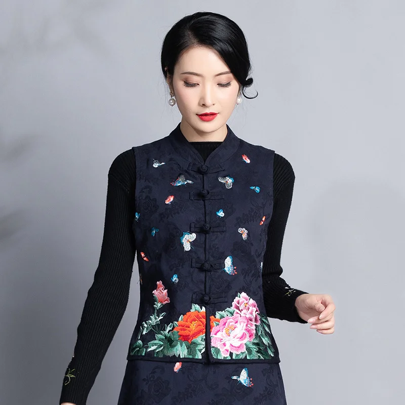 И зимняя новая женская одежда в этническом стиле жаккардовое хлопковое пальто с