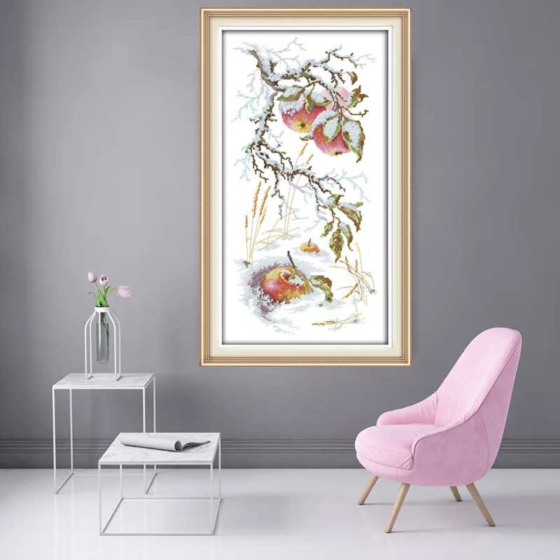 Набор для рукоделия сделай сам вышивка крестиком с принтом Apple In The Snow подсчетом