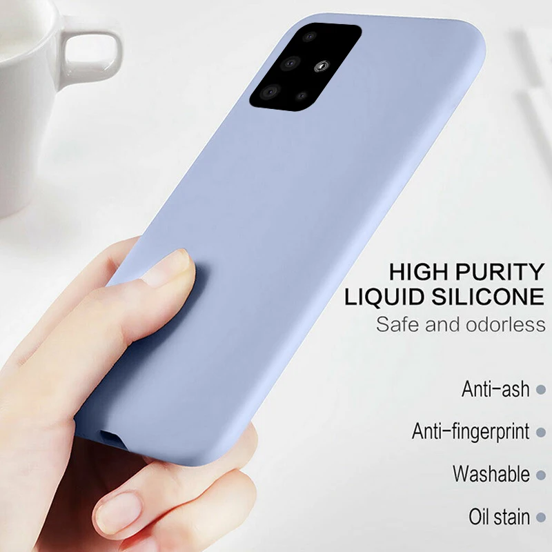 Жидкий силиконовый мягкий чехол для Samsung A50 A70 A51 A71 A10 S9 S10E S20 Plus Galaxy Note 8 9 10 A20 A30