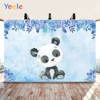yeele happy birthday baby shower panda blue flower background photophone photography for photo studio decoration customized size