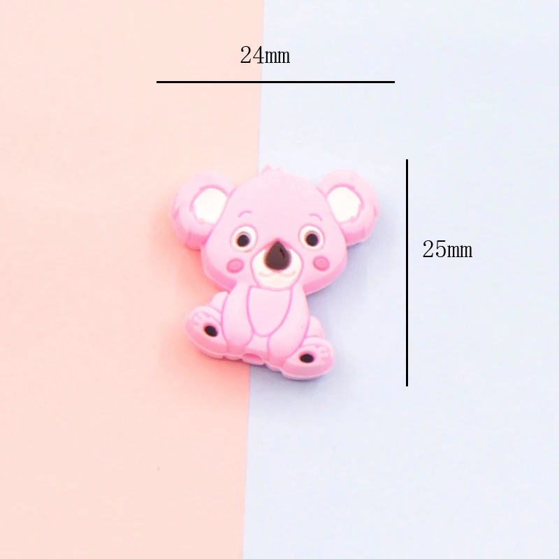 Cuentas de silicona de Koala para beb&eacute;, Mini Oso de dibujos animados, juguetes de dentici&oacute;n, de grado alimenticio, sin BPA, 5 uds.-1
