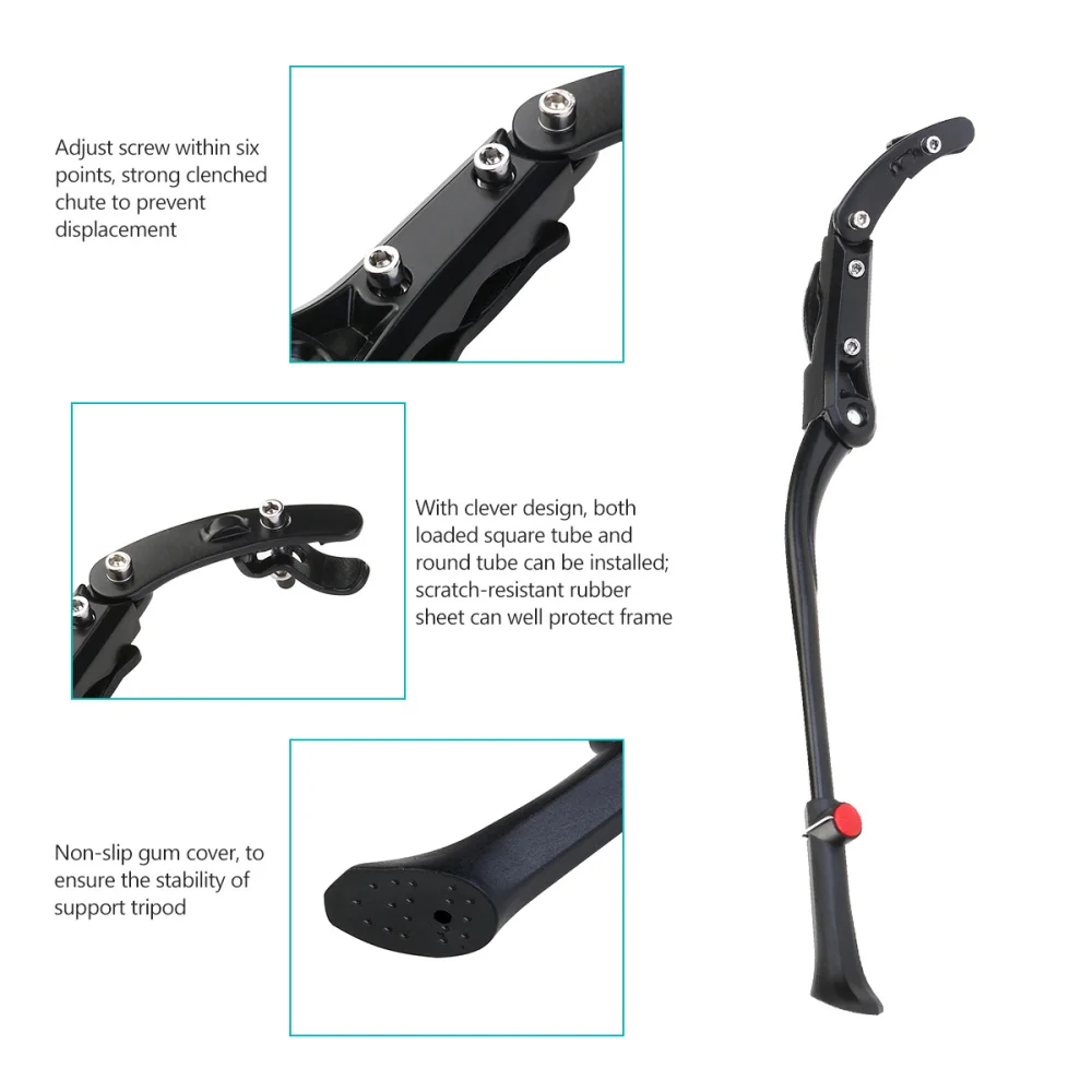 

General Aluminum Alloy Adjustable Mountain Cycling Sturdy Kickstand Kick Stand Mount for MTB (Black)
