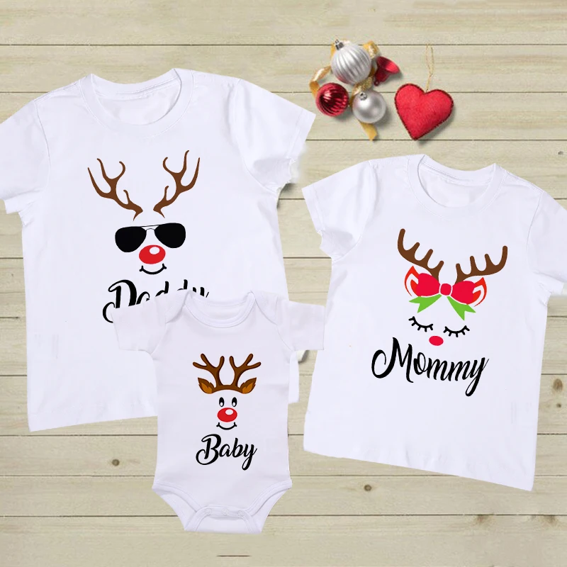 

Рождественский олень, Одинаковая одежда для всей семьи, футболка для папы, мамы, боди, рождественские праздничные наряды для всей семьи, сем...