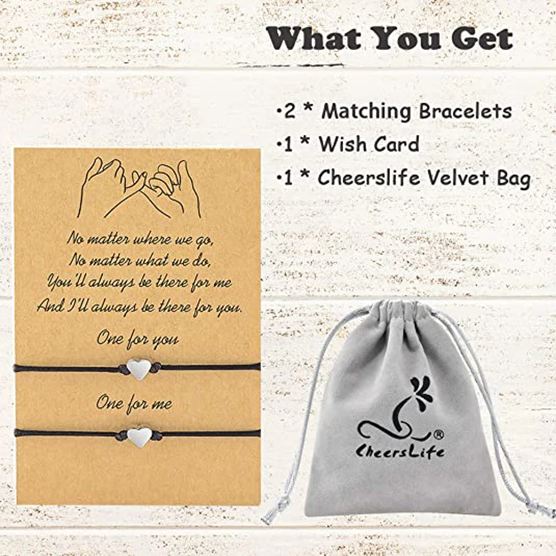 2 шт. Регулируемый Браслеты сердце Форма обещание на мизинцах дружбы цепочки руку