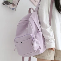2021 waterproof large capacity solid color travel bag college schoolbag for teenage girls school backpacks nylon women backpack