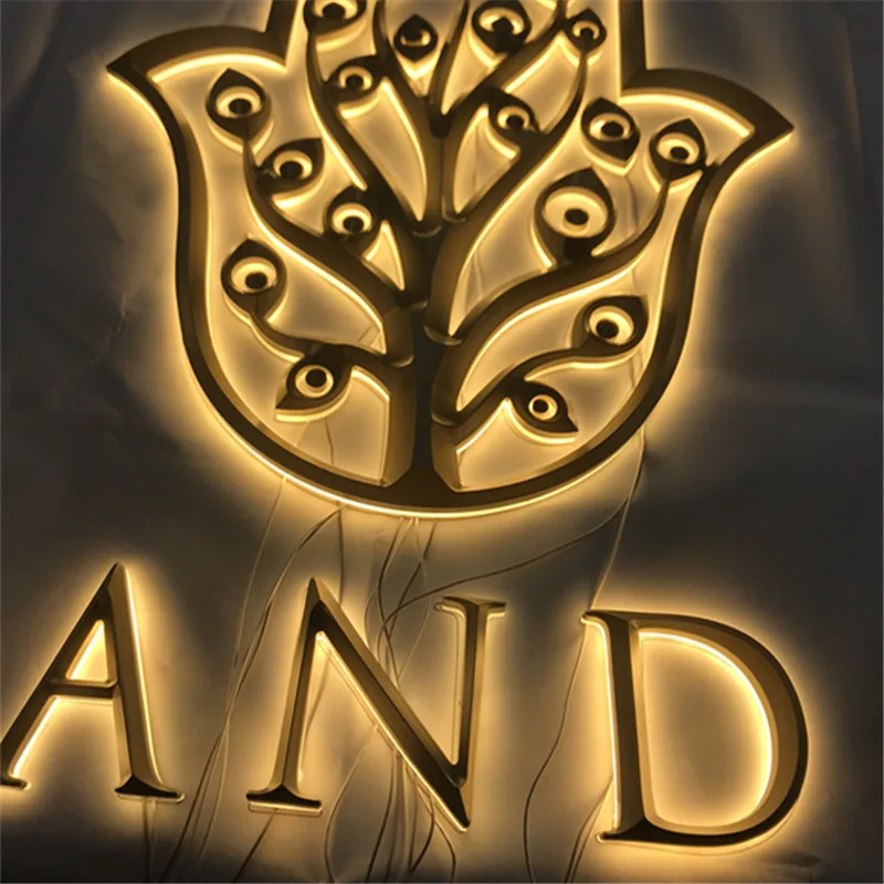 Полированная нержавеющая сталь задняя подсветка буквы окрашенная металлическая