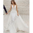 Съемное свадебное платье с V-образным вырезом и шлейфом