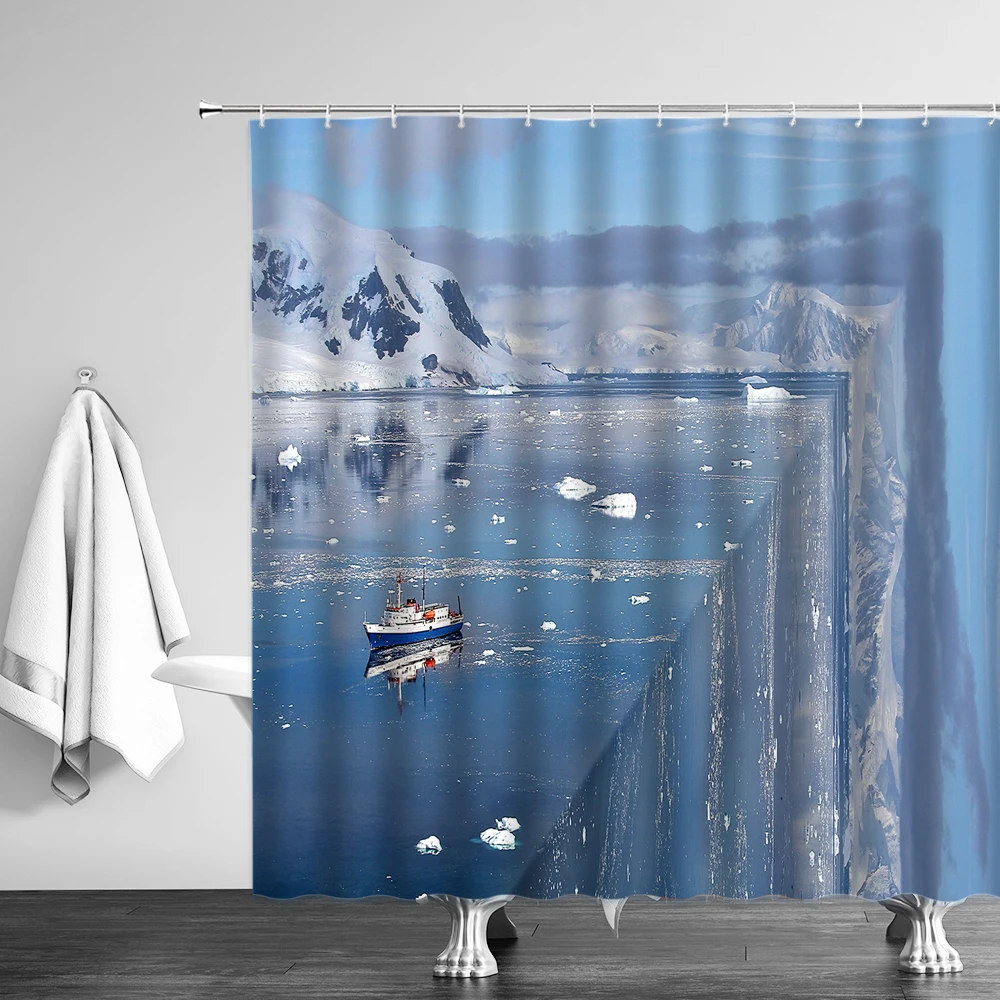 Занавеска для душа s Водонепроницаемая тканевая штора с зеленым лугом цветами