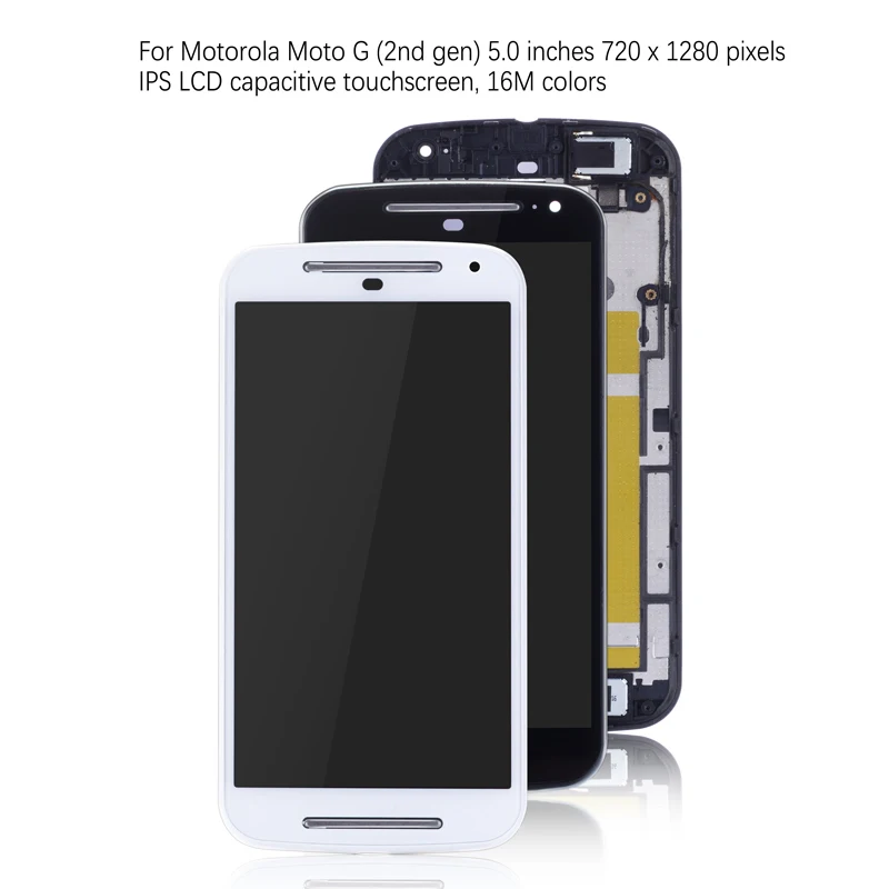 Тачскрин дисплей экран для MOTOROLA MOTO G2 сенсорный дисплей LCD с тачскрином в рамке замена запчасти G+ 1 XT1063 XT1069 XT1068 Черный белый