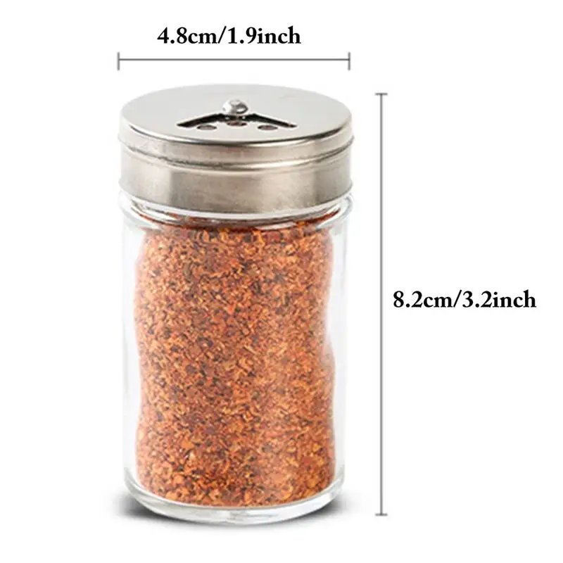 

3/6pcs Stainless Steel Lid Condiment Pot Seasoning Bottle Glass Kitchen Supplies And Materials Saltcellar Rotational Regulation