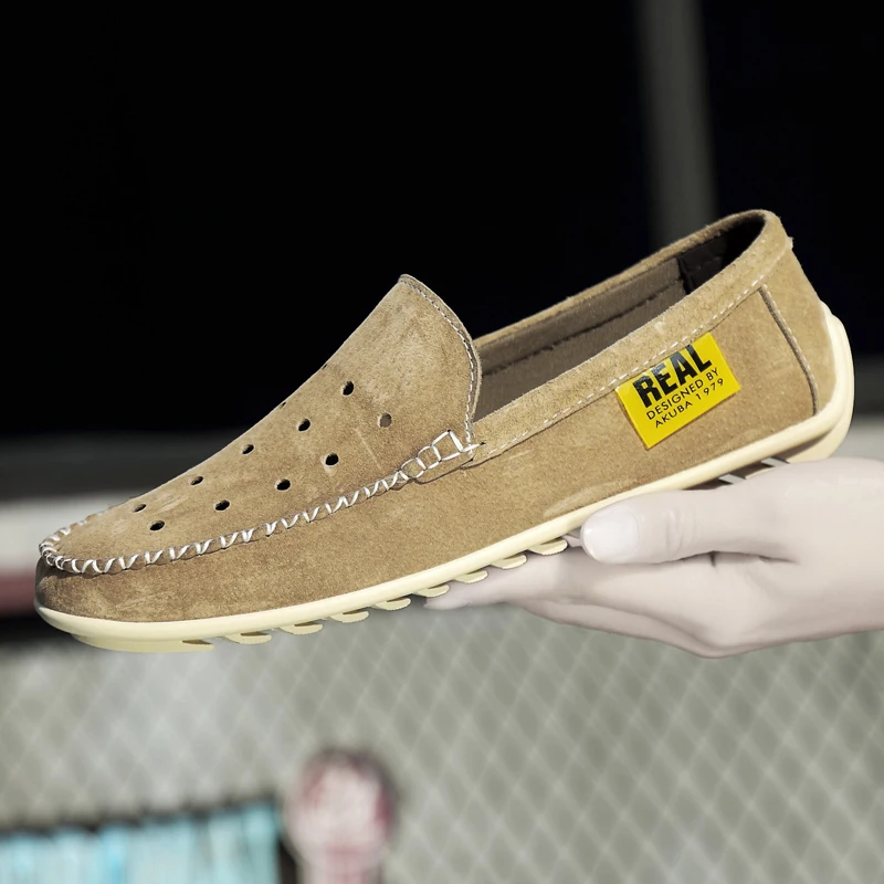 Мужские лоферы Повседневная кожаная обувь Дышащая легкая для вождения Обувь