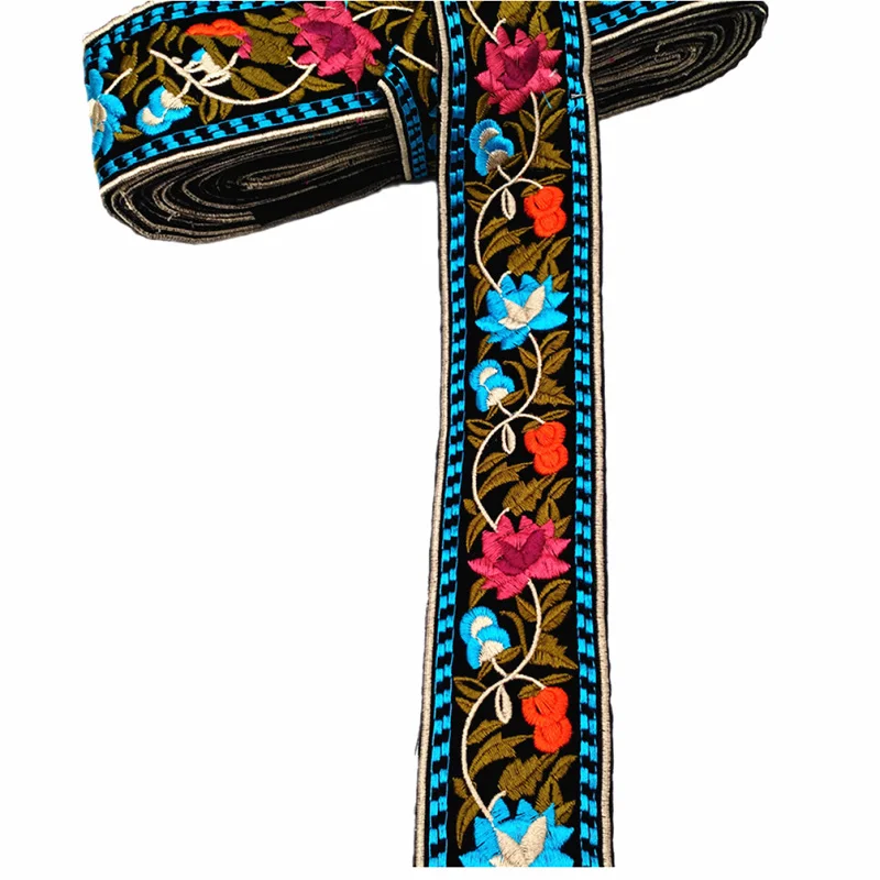 Винтажная Цветочная вышитая отделка в богемном стиле для женской одежды своими