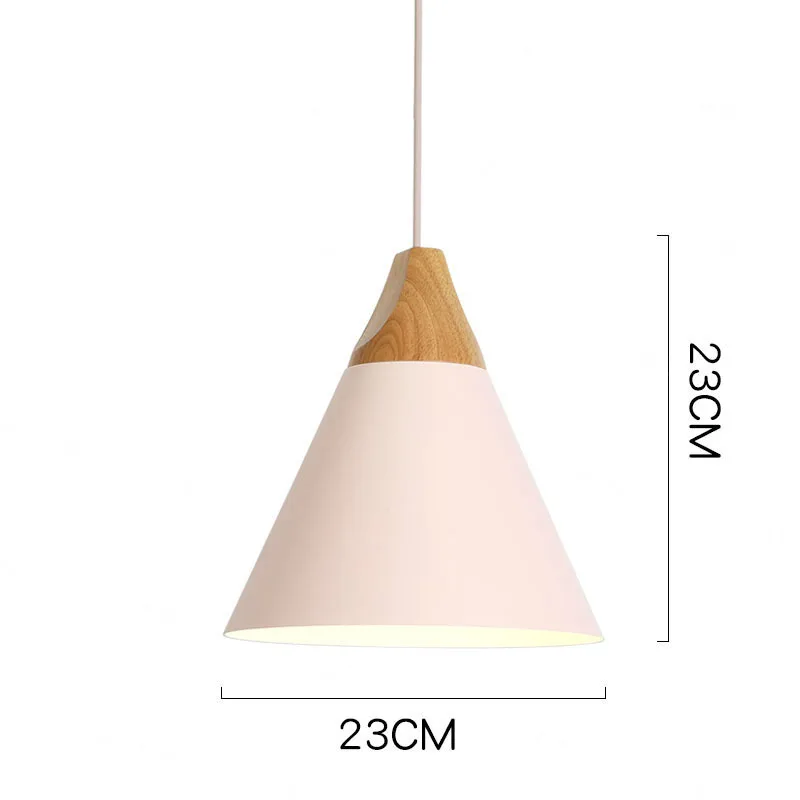 23cm Pink Современный светодиодный подвесной светильник в скандинавском стиле из дерева, для кафе, ресторана, спальни, кухни, разноцветное украшение для дома, алюминиевый светильник - Цвет корпуса: 23cm Pink