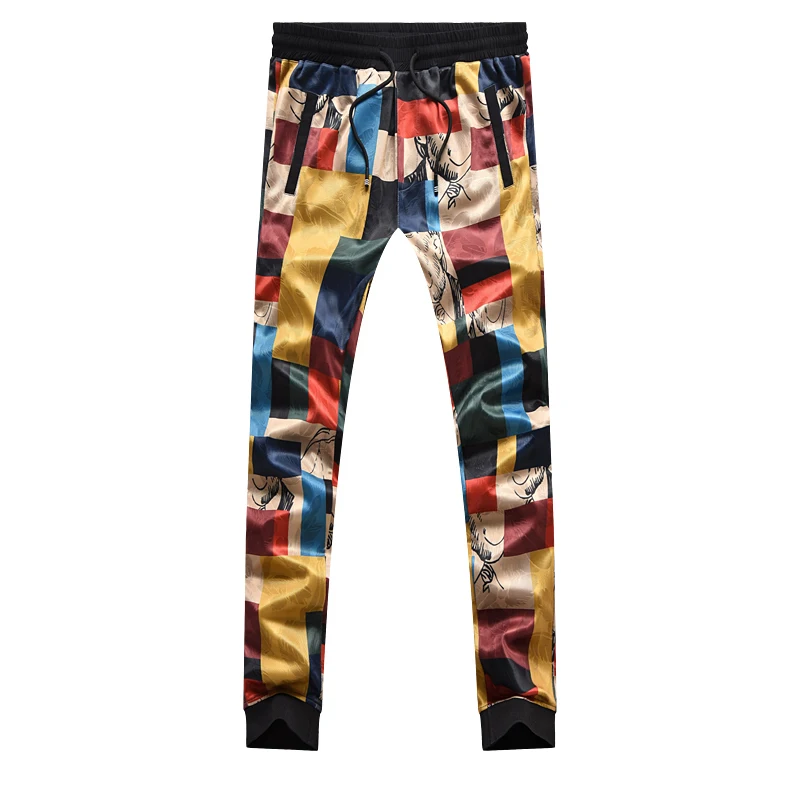 

Fashion Summer Casual Men Joggers Pants Slim Fit Color Matching Lattice Print Harem Pants Men Brand New Pantalon Hombre Trousers
