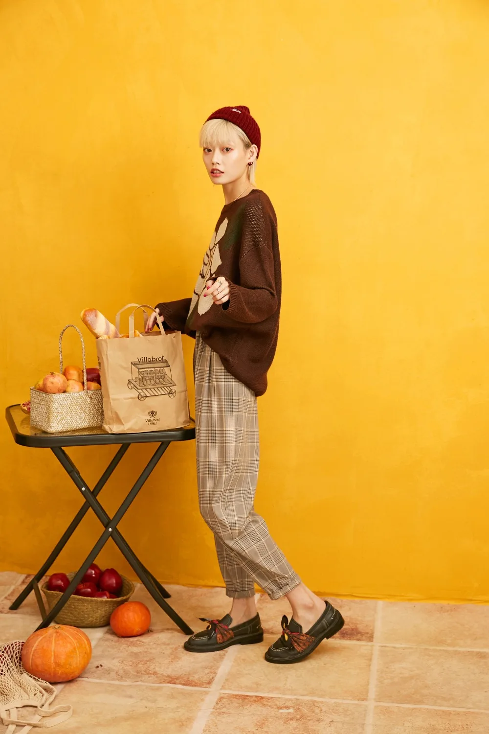 SAM'S TREE coffee, большой корейский свитер с цветочным принтом, женская одежда, осень, повседневные офисные женские вязаные топы с открытыми плечами