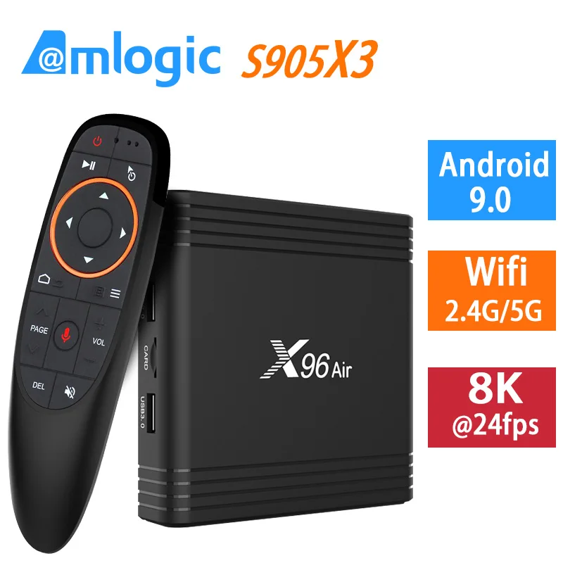 ТВ коробка X96 воздуха Amlogic S905X3 set top tv Box, Wi-Fi, Netflix Media Player голосового помощника Android 9,0 4 Гб 64 Гб оперативной памяти, 32 Гб встроенной памяти, ТВ коробка