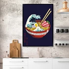 Картина на холсте с изображением рамен и яиц, забавная японская и Азиатская еда в скандинавском стиле, Настенная картина для кухни, домашний декор, без рамки