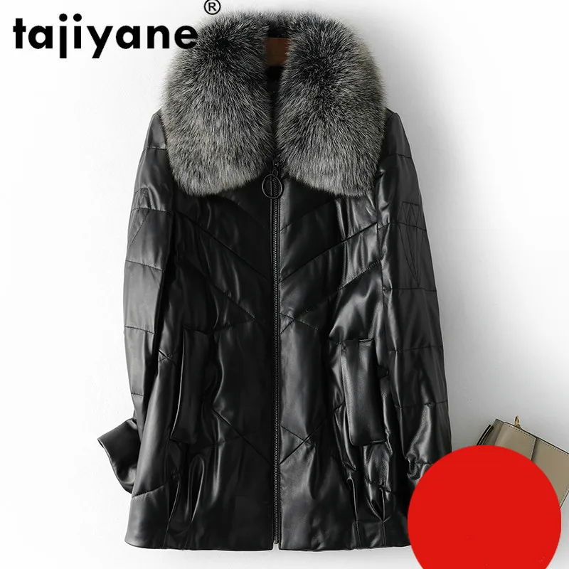 

Куртка из натуральной кожи с воротником из лисьего меха, осенне-зимнее пальто, женская одежда 2020, корейский винтажный пуховик из овечьей кож...
