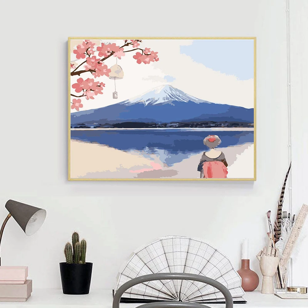 AZQSD 40 х 50 см Раскраска по номерам горный дома Гостиная искусство ремесла Сделай