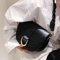 2022 stone pattern saddle bag weave shoulder strap underarm bag new pu eather womens handbag travel shoulder messenger bag