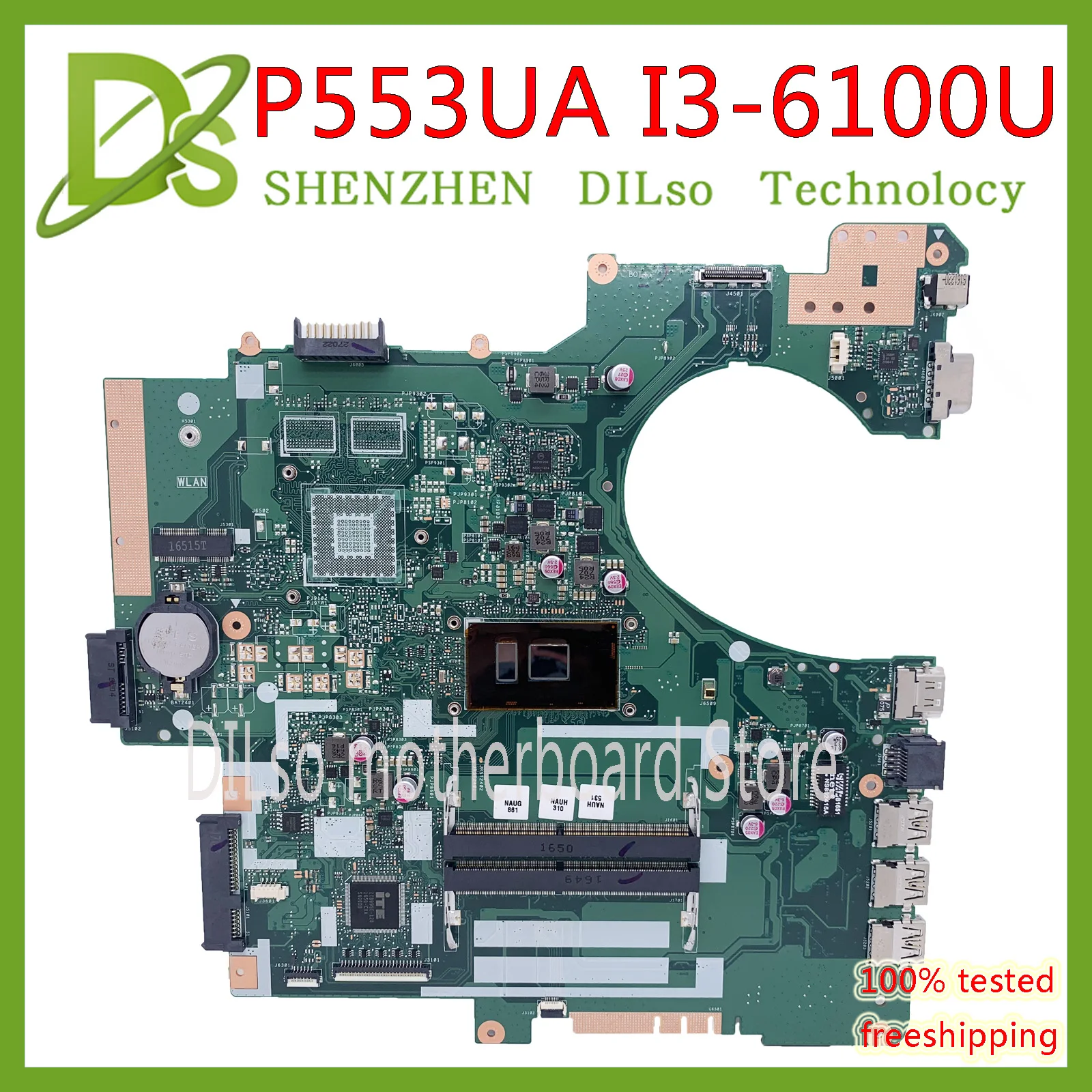 

KEFU P553UA Motherboard For ASUS P553UJ PRO553U PRO553UJ P553U Laptop Motherboard I3-6100U Test work 100% original Motherboard
