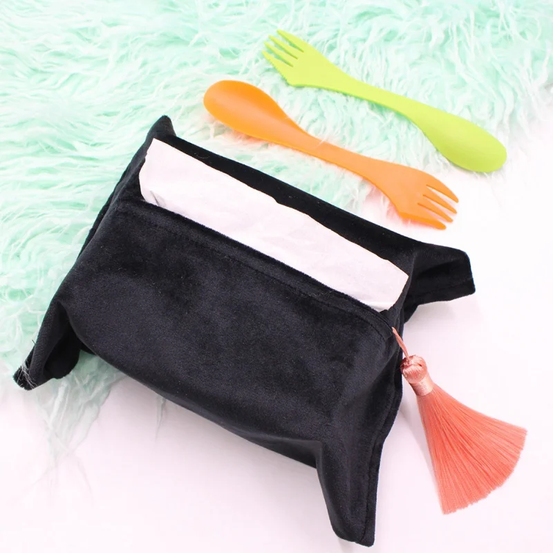 Бархатная коробка для салфеток домашняя простая однотонная | Дом и сад