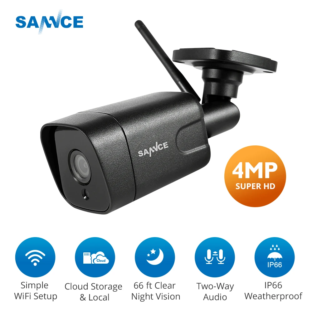 IP камера SANNCE 4 МП Wi Fi ONVIF 2 дюйма IP66|remote cam|wifi ipcctv security |