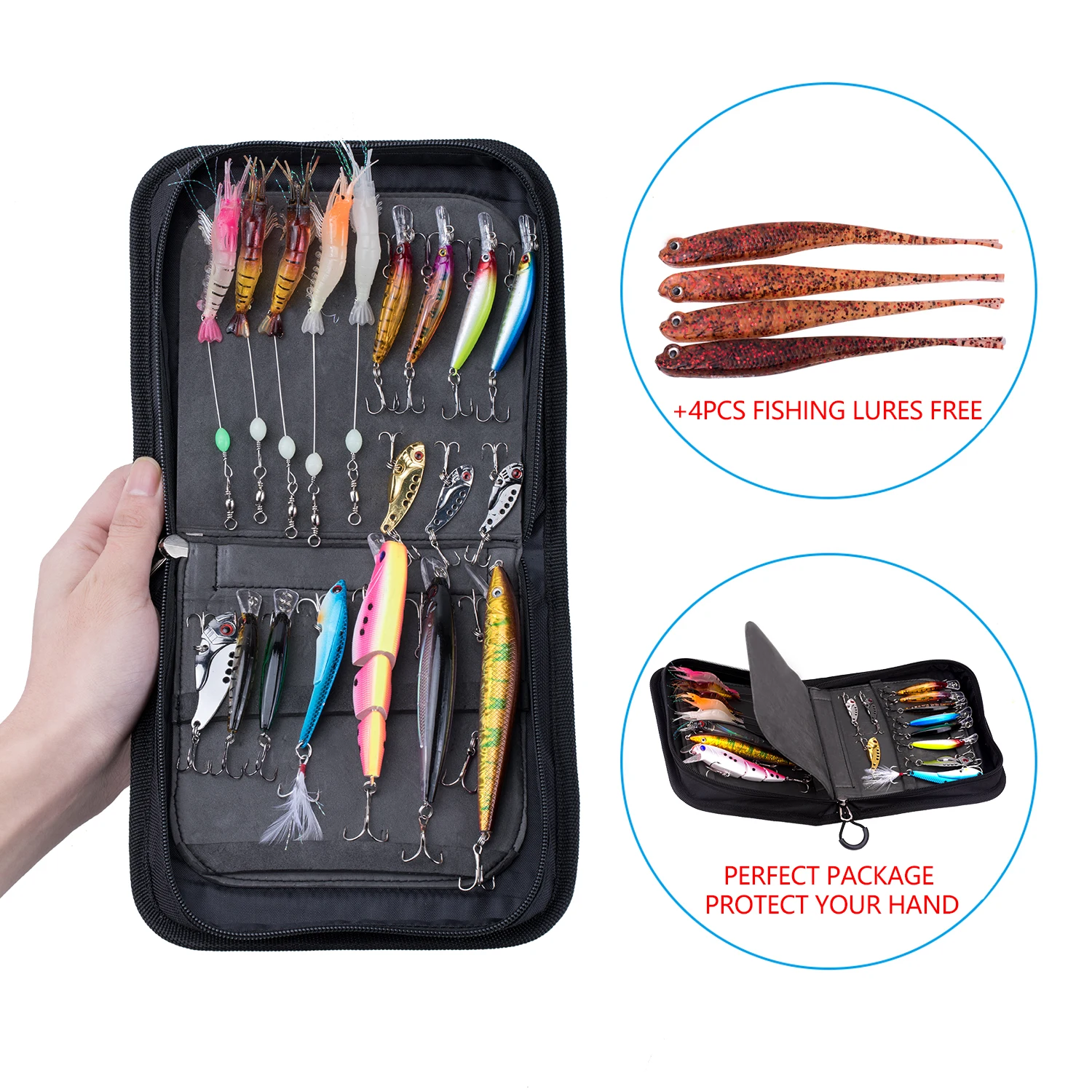 

23Pcs Fishing Lures Bag Wallet Spoon Spinner Baits Storage Case Metal Jigbait Jig Spoon Tackle Bag Outdoor Fishing Accessories