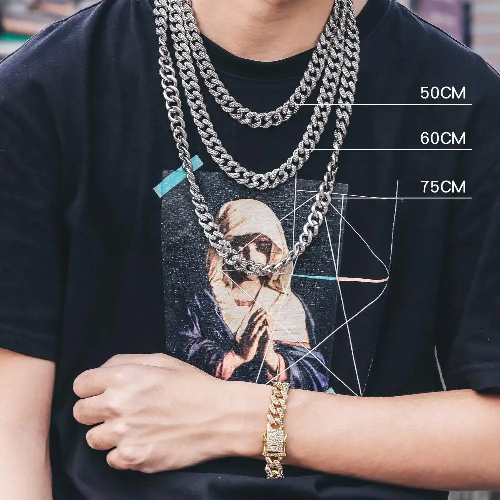 

Newest Iced Out chain CZ Cuban Link Necklaces Chains Luxury Bling Jewelry Fashion Hiphop For Men