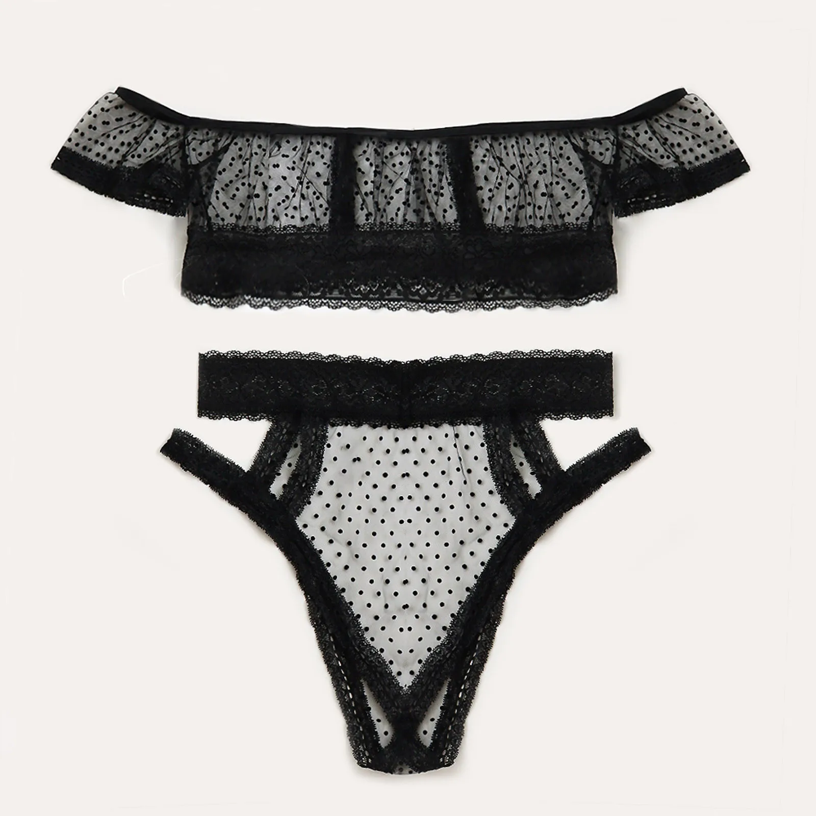 Комплект сексуального нижнего белья в горошек соблазнительная Экзотическая