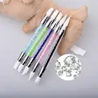 Двухсторонняя силиконовая насадка ELECOOL, точечная ручка для дизайна ногтей, двухсторонняя кисть для дизайна ногтей, скульптурная ручка для тиснения, резьбы, популярные инструменты для ногтей
