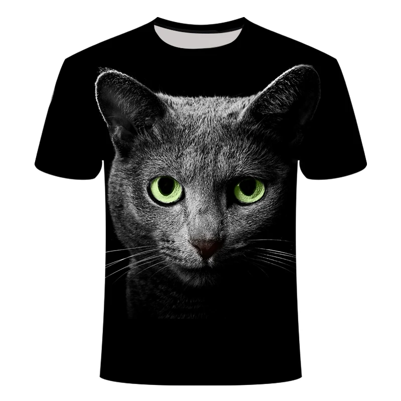 

2021 Summer Short T-shirt Round Neck Cute Cartoon Animal Print Fashion Large Size Men's Top Short Sleeve 3D Clothing