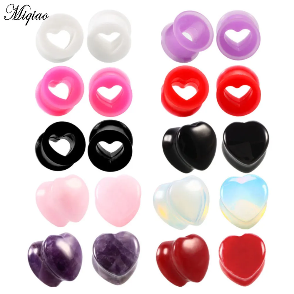 Miqiao 20pcs European and American Popular Opal Heart-shaped Silicone Ear Piercing Jewelry