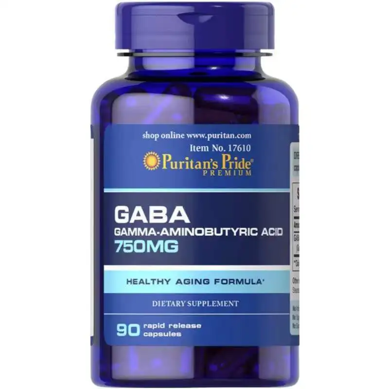 

U. S.A GABA PuritansPride aminobutyric acid capsule 750mg * 90 Capsules Relieve stress and promote sleep