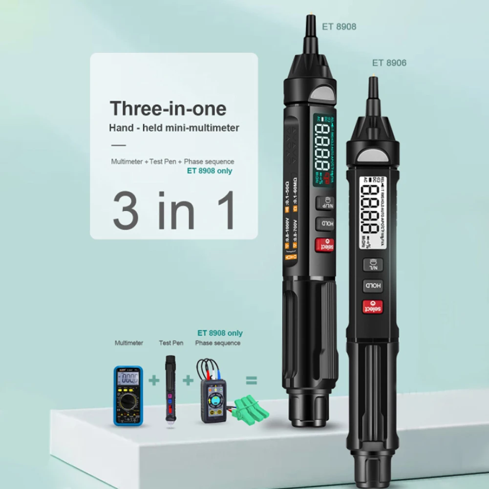 

Digital Multimeter Auto Sensor Pen Tester Non-Contact AC/DC Voltage Meter Resistance Capacitance Tester
