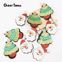 10pcsbag glitter christmas tree patches glitter felt santa claus handmade cloth stickers decor for kids hair clips accessories