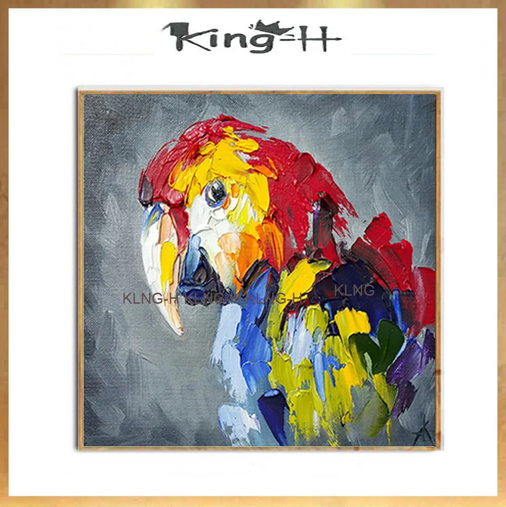 Venta caliente lienzo Animal pintado a mano pintura al óleo loro arte en abstracta imperna imagen decorativa|Рисование и