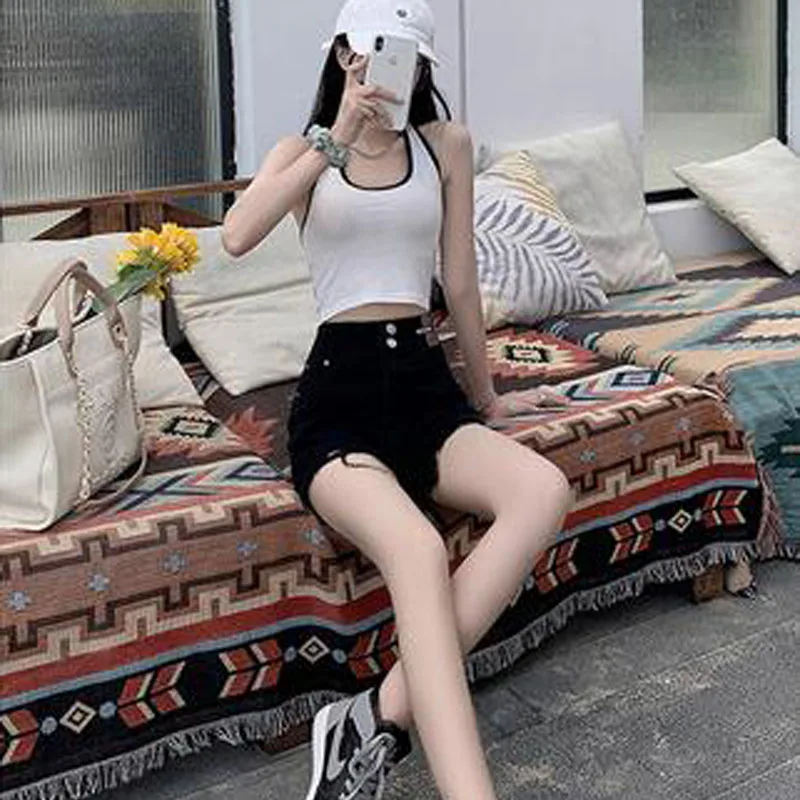 

Denim Shorts 2021 Summer New High Waist Slim Women's Pants Wide-leg Loose A-line Thin Super Shorts Casual Student Clothes