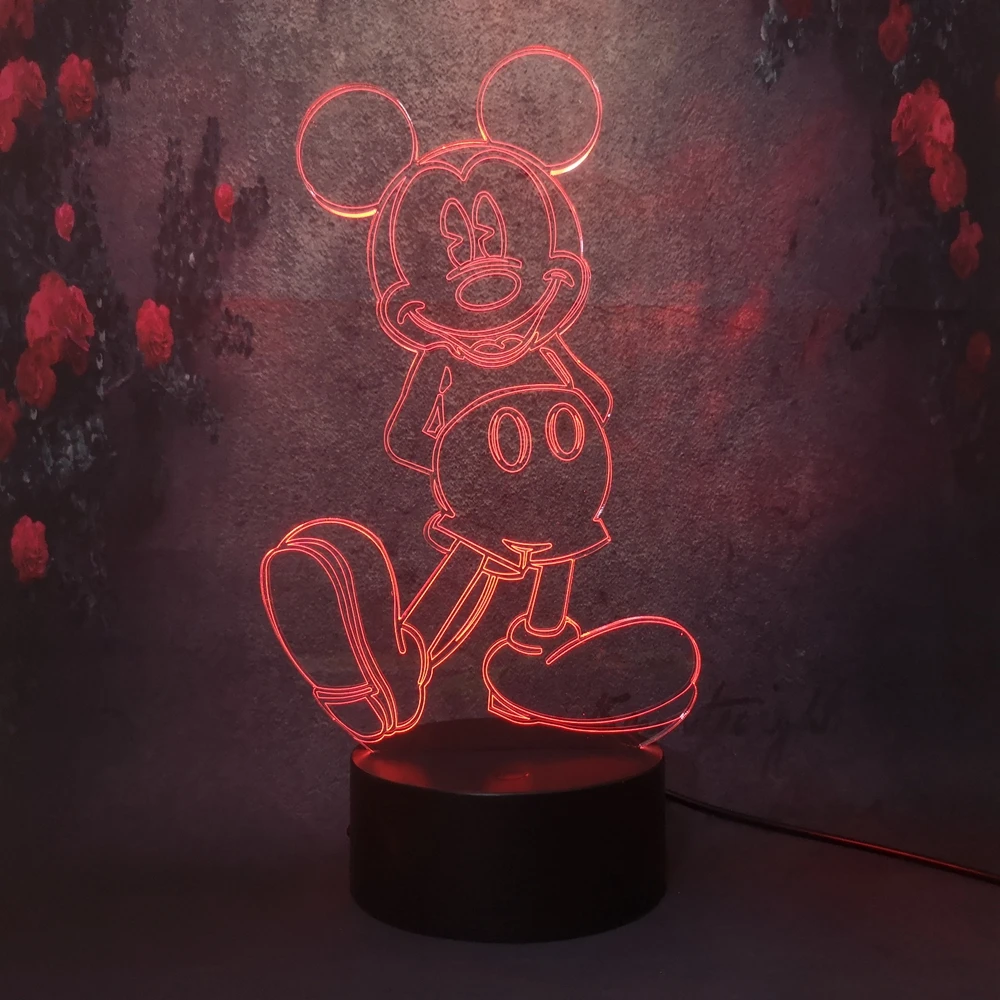 mickey Милый Шарик изображением Микки 3D ночной Светильник Иллюзия 7 цветов светодиодный светильник s usb Рождественский Декор на день рождения светильник s подарок настольная лампа Детский Светильник - Испускаемый цвет: mickey