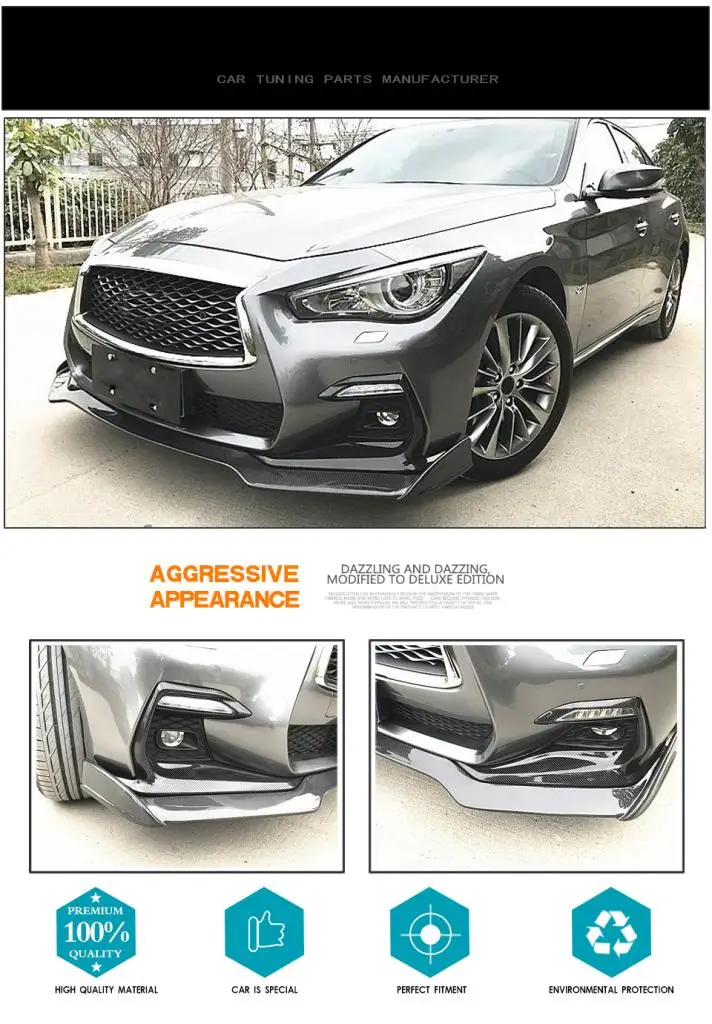Q50 автомобиль ПТФ в передний бампер лампы крышка планки для Infiniti Q50 Спорт углеродного волокна