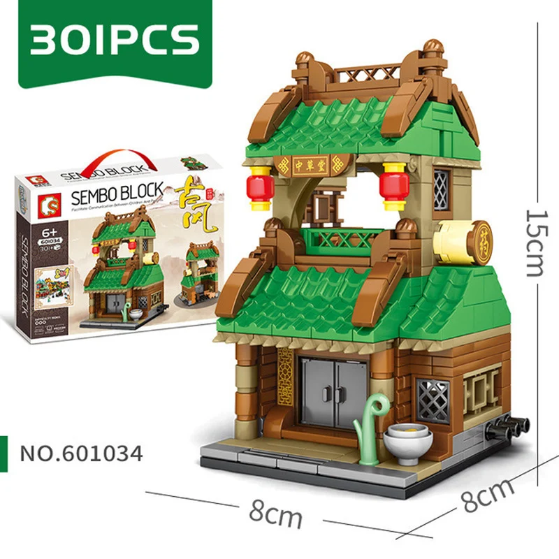 Конструктор SEMBO для детей уличные строительные блоки в китайском стиле винный