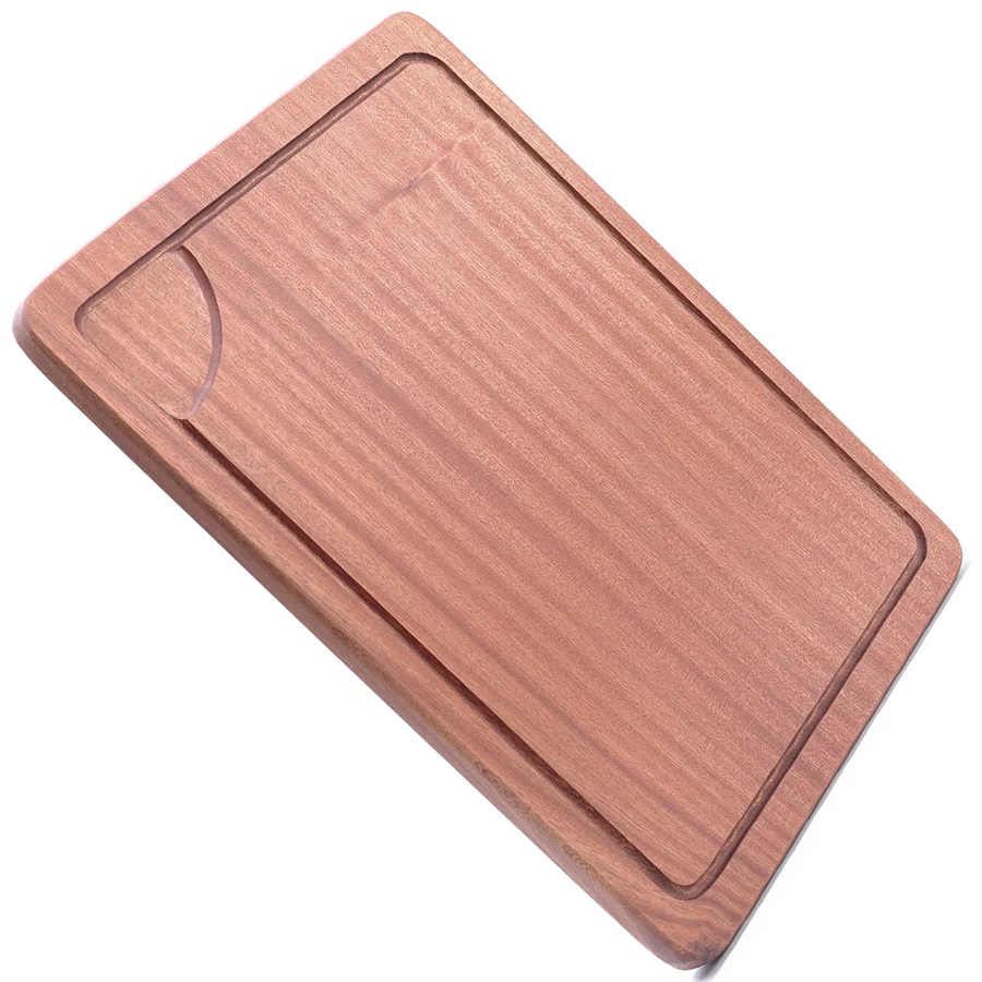 Разделочная доска из натурального дерева с желобом для сока кухонная