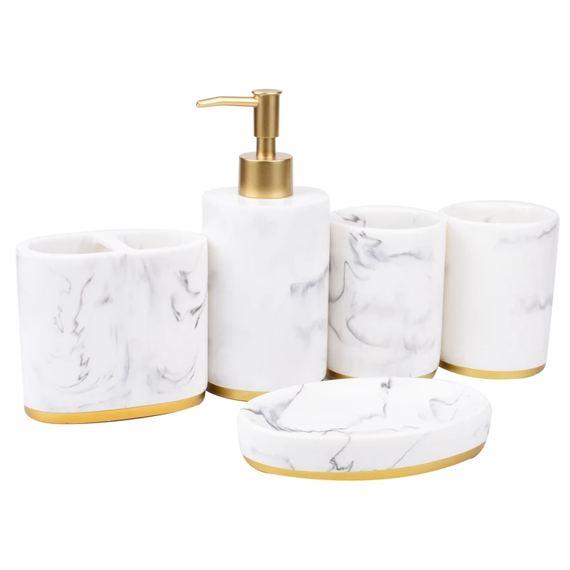 Фото Набор аксессуаров для ванной комнаты набор из 5 предметов ванны с мраморным