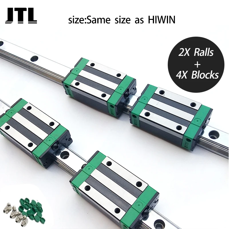 Линейная направляющая HGW15 HGH15 2 шт. ширина направляющей 15 мм длина + 4 HGW15CC