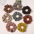 Цветочные полосатые резинки для волос, женские клетчатые эластичные резинки для волос, вельветовые резинки для волос, ободок для конского хвоста, зимние аксессуары для волос