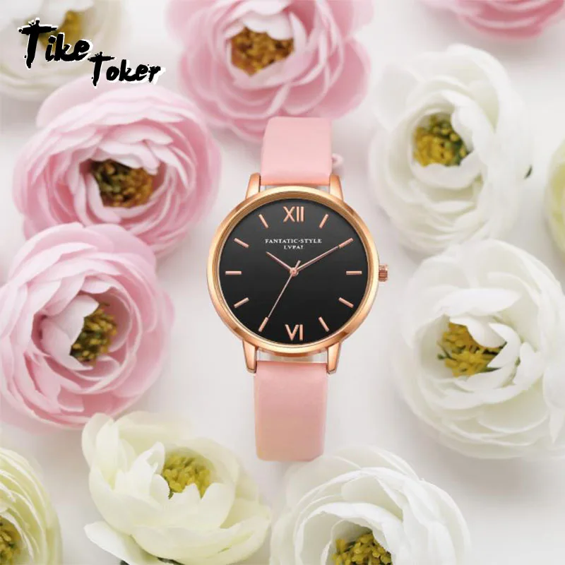 

TIKE TOKER 5PCS Top Style Fashion Women's Luxury Leather Band Analog Quartz WristWatch Ladies Watch