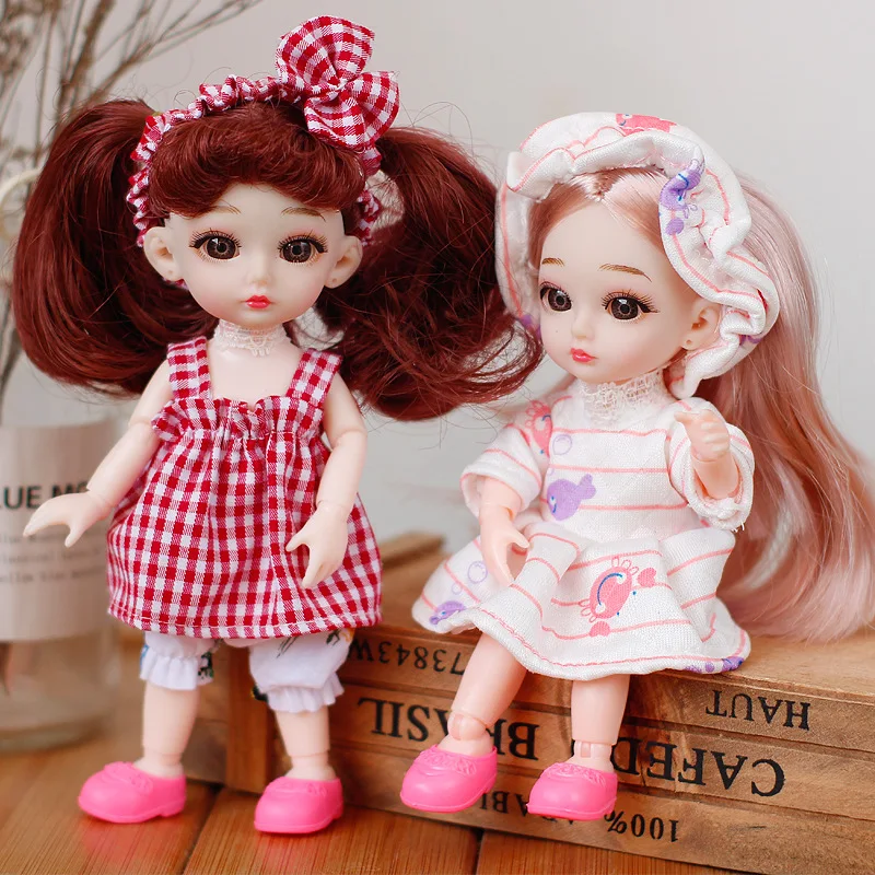 Новая кукла 16 см Bjd 13 шарнирная девочка мини тело с 3d глазами 1/8 куклы одеждой